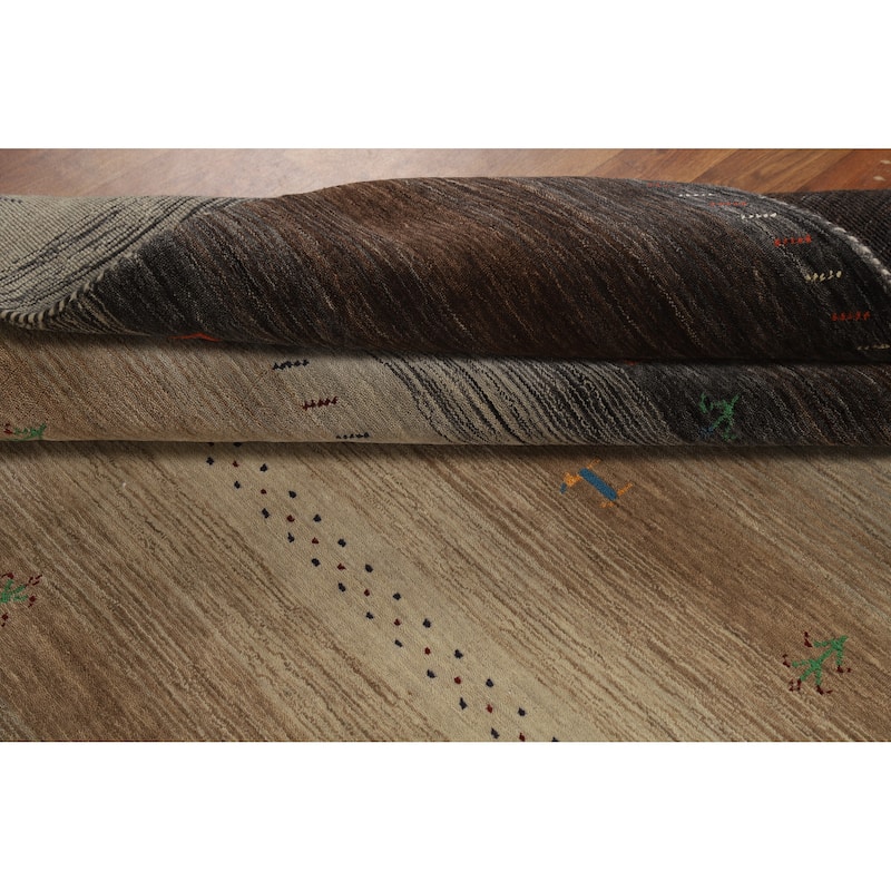 Hand Knotted Oriental 100% Wool Carpet Tribal Stripe Multi-Colored Gabbeh Area Rug - 7' 10'' X 5' 8''