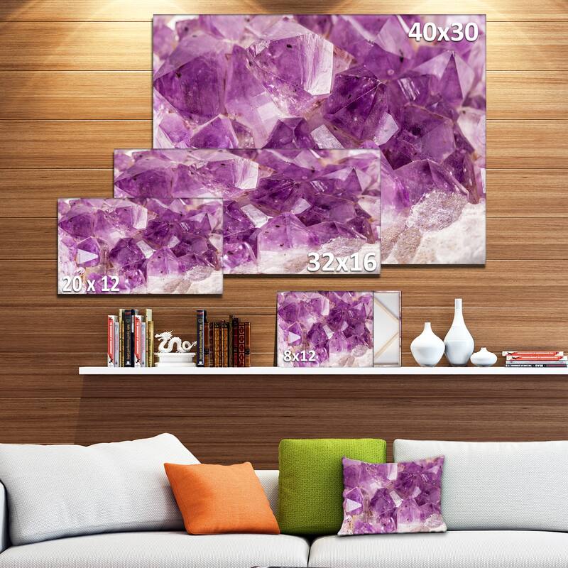 Designart "Purple Amethyst Macro" Abstract Canvas Wall Art Print