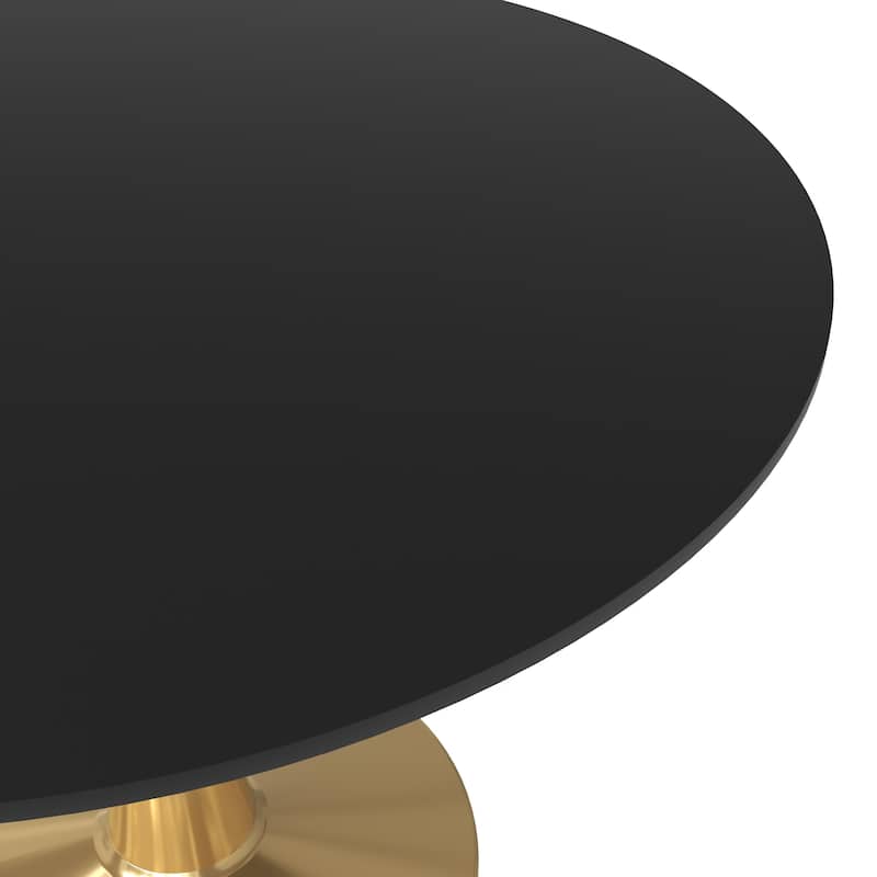 Bristol 40" Modern Round Dining Table with Accent Gold Steel Pedestal Base, Scratch-Resistant and Easy-Care