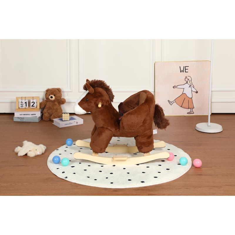 Anmytek Rocking Christmas Deer Toy Plush Interactive Toddler Rocker with Sound Motor Skills Gift