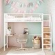 preview thumbnail 2 of 24, Twin Size Metal Loft Bed with Desk and Metal Grid,Stylish Metal Frame Bed with Lateral Storage Ladder and Wardrobe