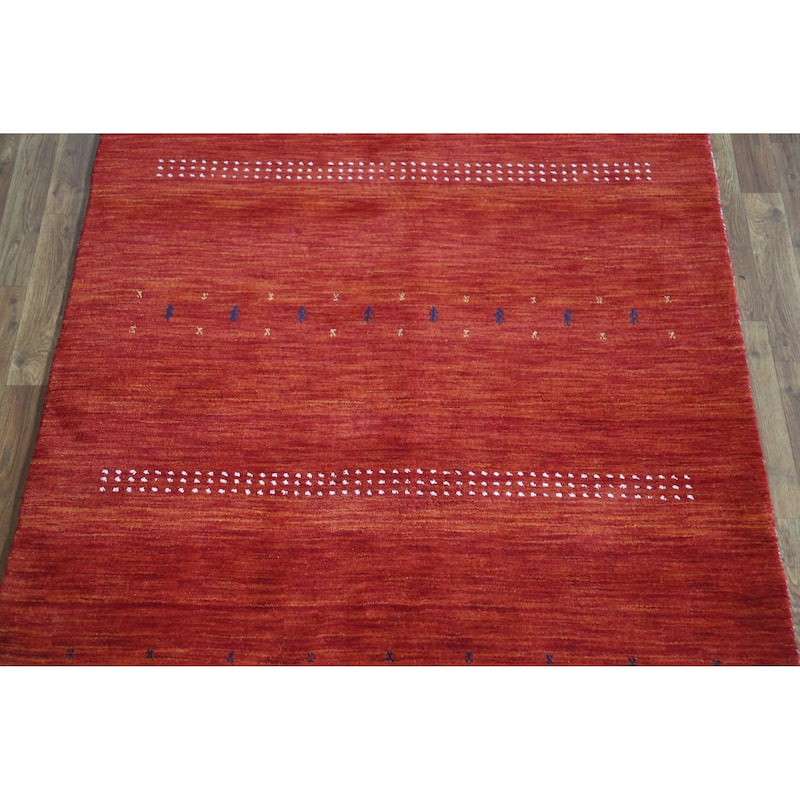 Gabbeh Indian Rug Handmade Orange Tribal Wool Carpet - 4'5" x 6'5"