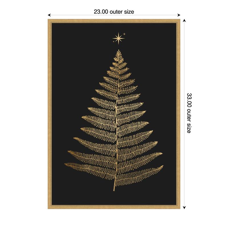 Shining Bright At Christmas Night by Eins Kubistika (23 x 33 in.), Framed Canvas Wall Art Print - Sylvie Bright Gold