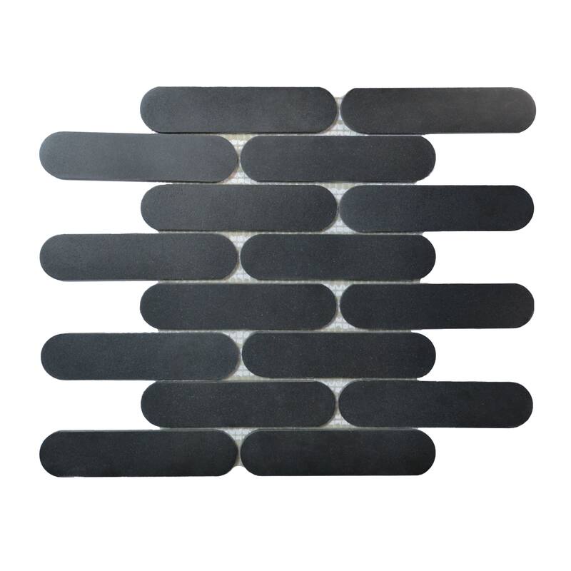 Elongated Oval Pill Basalt Marble Mosaic Wall And Floor Tile - Case (10 Sheets)
