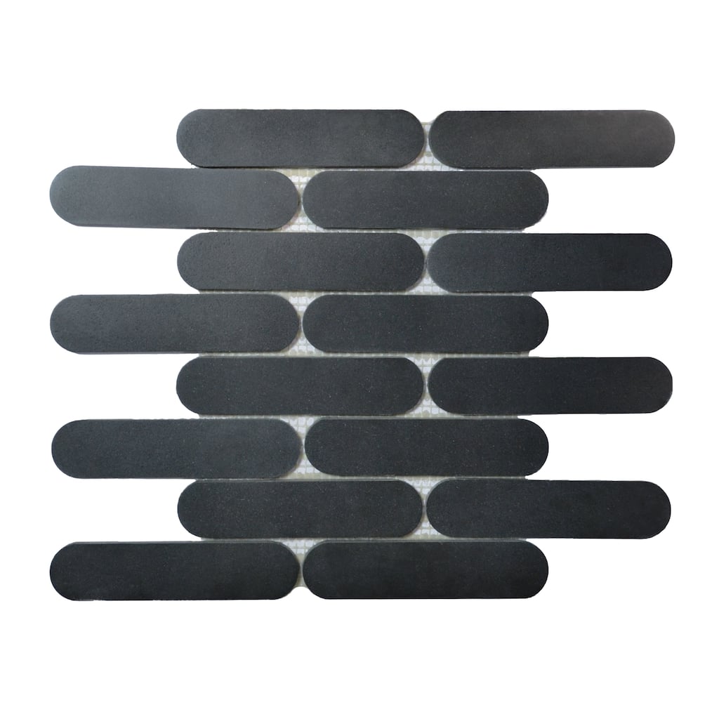 Elongated Oval Pill Basalt Marble Mosaic Wall And Floor Tile - Case (10 Sheets)