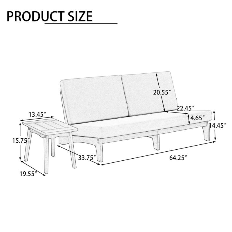 3-Seat Outdoor Sofa Set with Solid Wood Coffee Table, Weather-Resistant Cushions