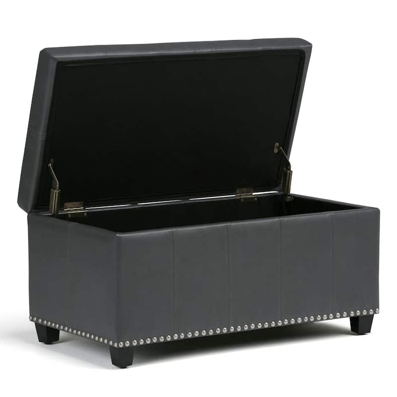 WYNDENHALL Megan 34 inch Wide Transitional Rectangle Storage Ottoman