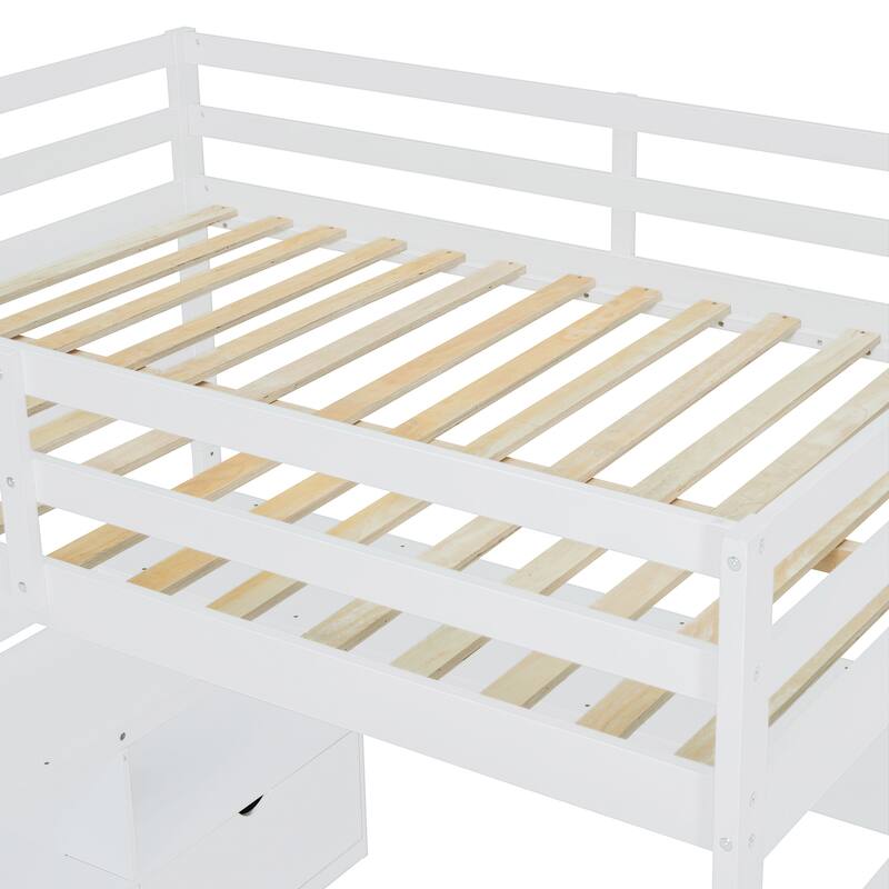 Pine Loft Bed with Desk and Storage