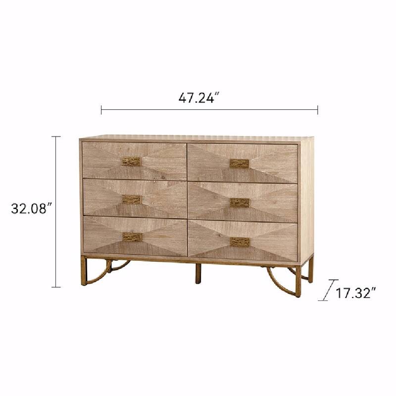 Light Wood Dresser with Metal Glide Drawers - Multi-Functional