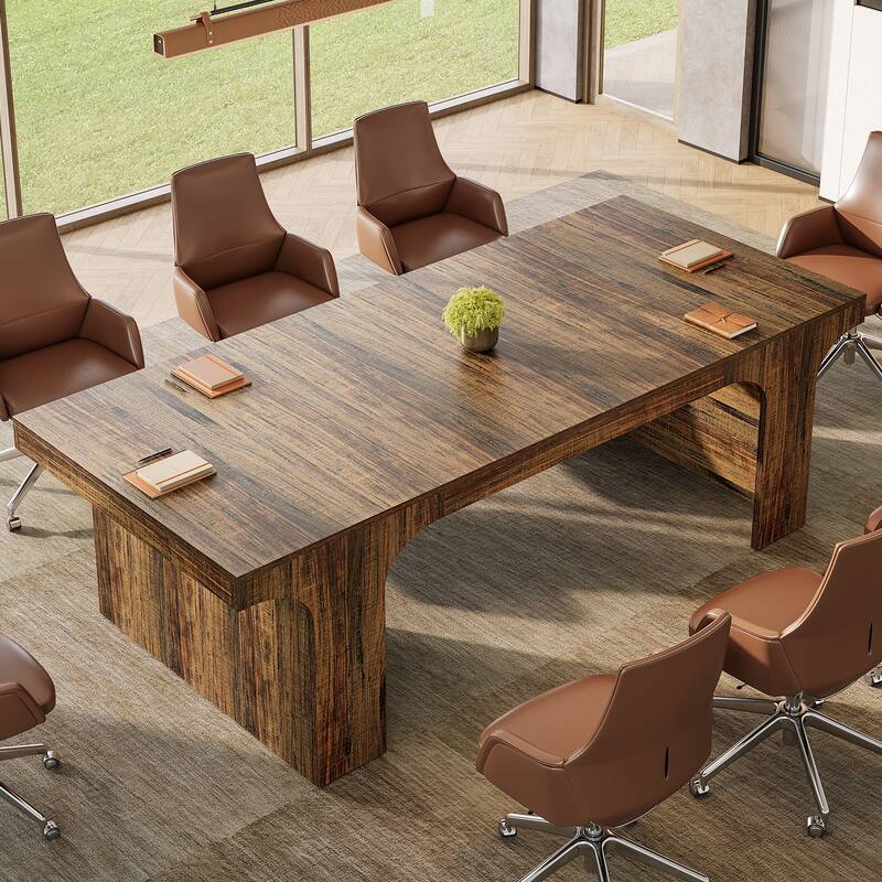 Large Executive Conference Table, Office Meeting Table, Boardroom Computer Writing Desk Workstation Accent Table - Brown