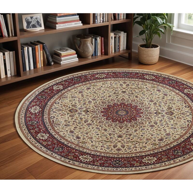 HomeRoots Oriental Traditional Runner Area Rug - 94.49 in. x 94.49 in.  x 0.43 in. - Round