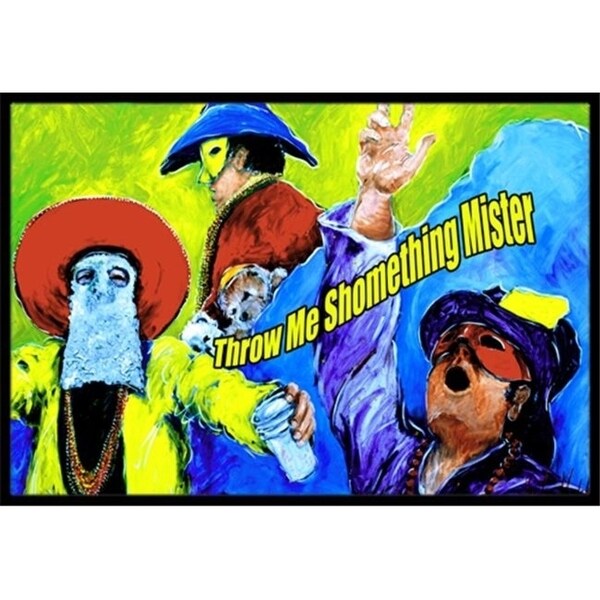 Carolines Treasures MW1108JMAT 24 x 36 in. Mardi Gras Throw me something mister Indoor Or Outdoor Doormat