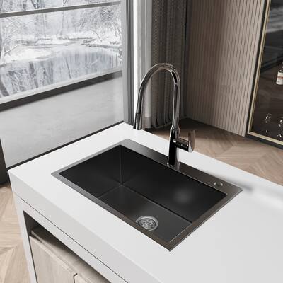 Stainless Steel Kitchen Sink,Single Bowl with US Standard Drain and Hook