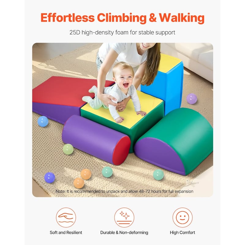 5-Piece Set Multi Color PU Leather 5-Piece Foam Climbing Blocks Set for Kids and Safe - Multi Color - N/A