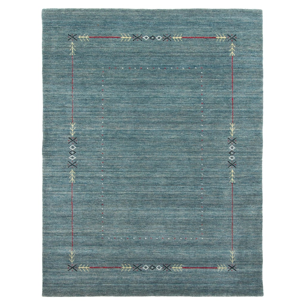 ECARPETGALLERY Hand Loomed Kashkuli Gabbeh Teal Wool Rug - 5'0 x 6'8