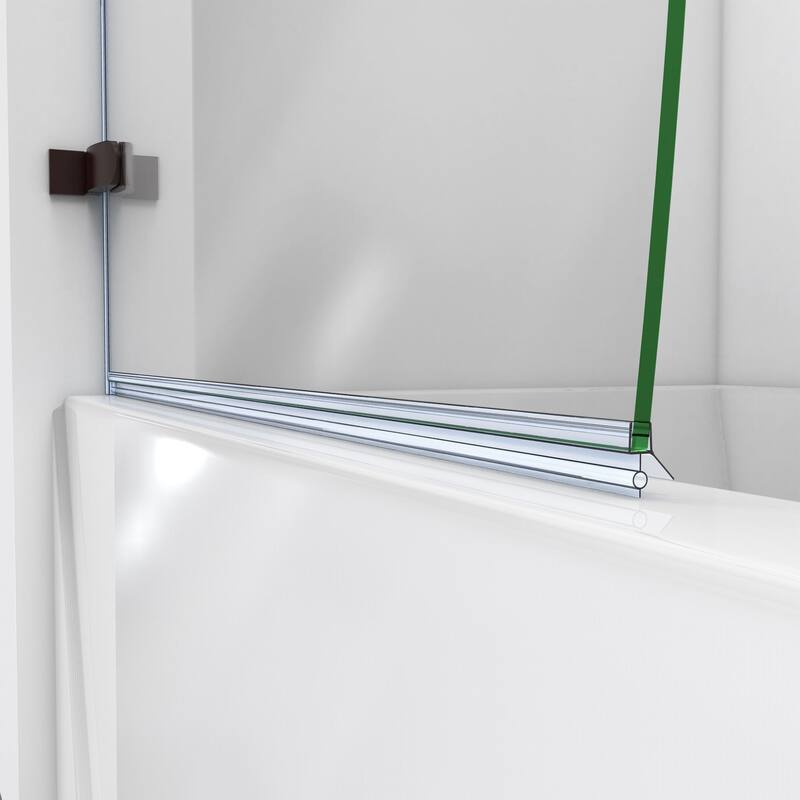 DreamLine Aqua Uno 56-60 in. W x 58 in. H Frameless Hinged Tub Door with Extender Panel - 56" - 60" W