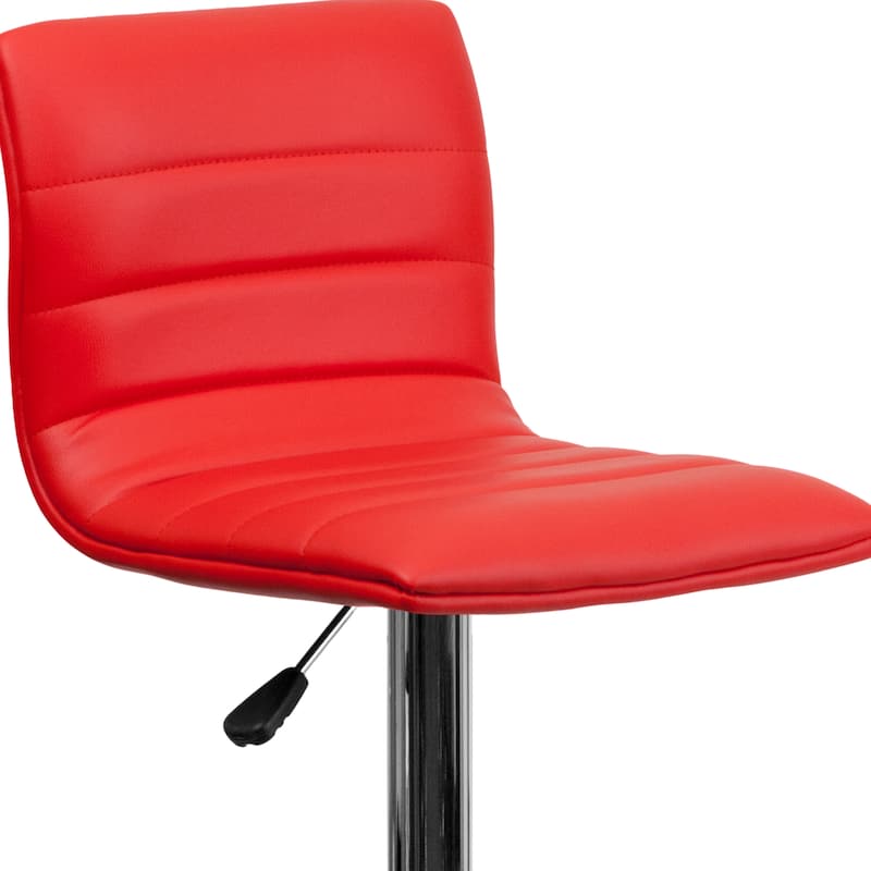 Modern Vinyl Stitch Back Adjustable Height Barstool - 16"W x 19"D x 35" - 44"H
