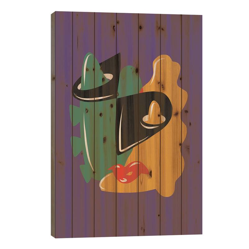 Surreal Lady Portrait Print On Wood by Little Dean - Multi-Color - 40x26x1.5