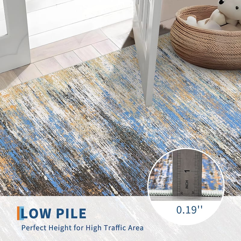 Area Rug Living Room Rugs Modern Abstract Soft Indoor Rug Low Pile Non Slip Accent Carpet