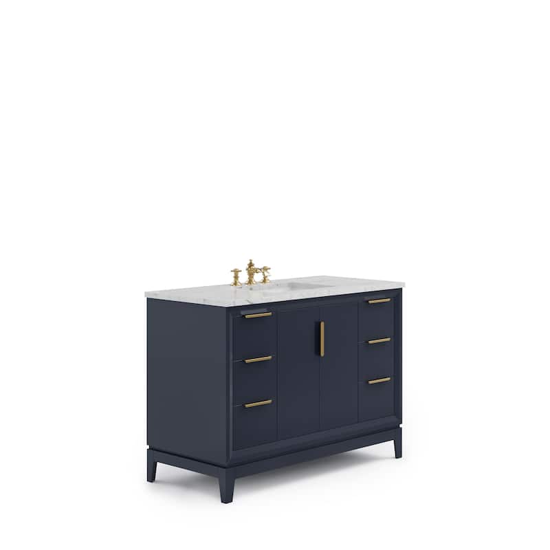 Elizabeth 48" Carrara White Marble Bathroom Vanity with Faucet