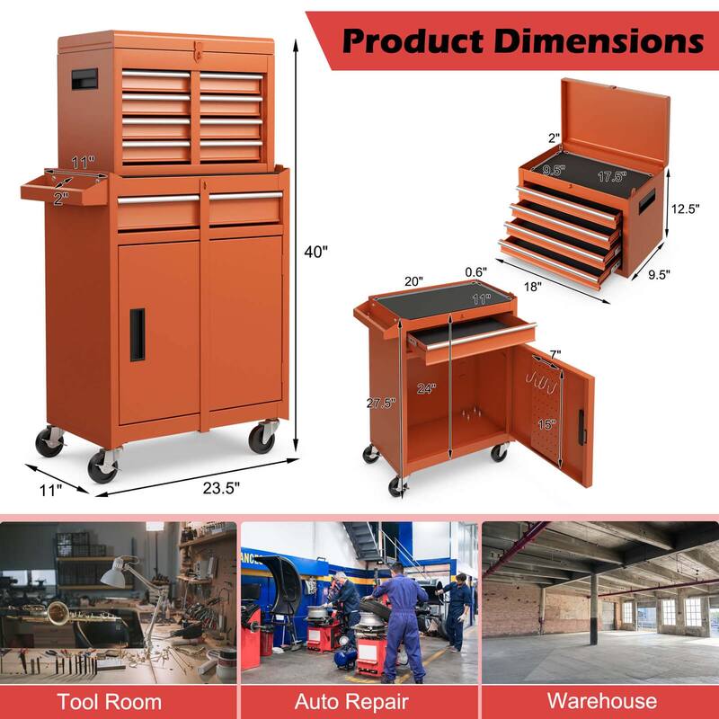 Costway 5-Drawer Rolling Tool Chest Cabinet Metal Tool Storage Box - See Details