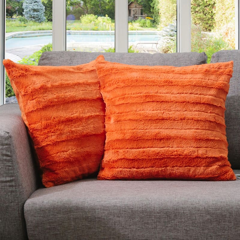 Cheer Collection Decorative Throw Pillows for Couch & Bed (Set of 2) - 18 x 18 - Rust