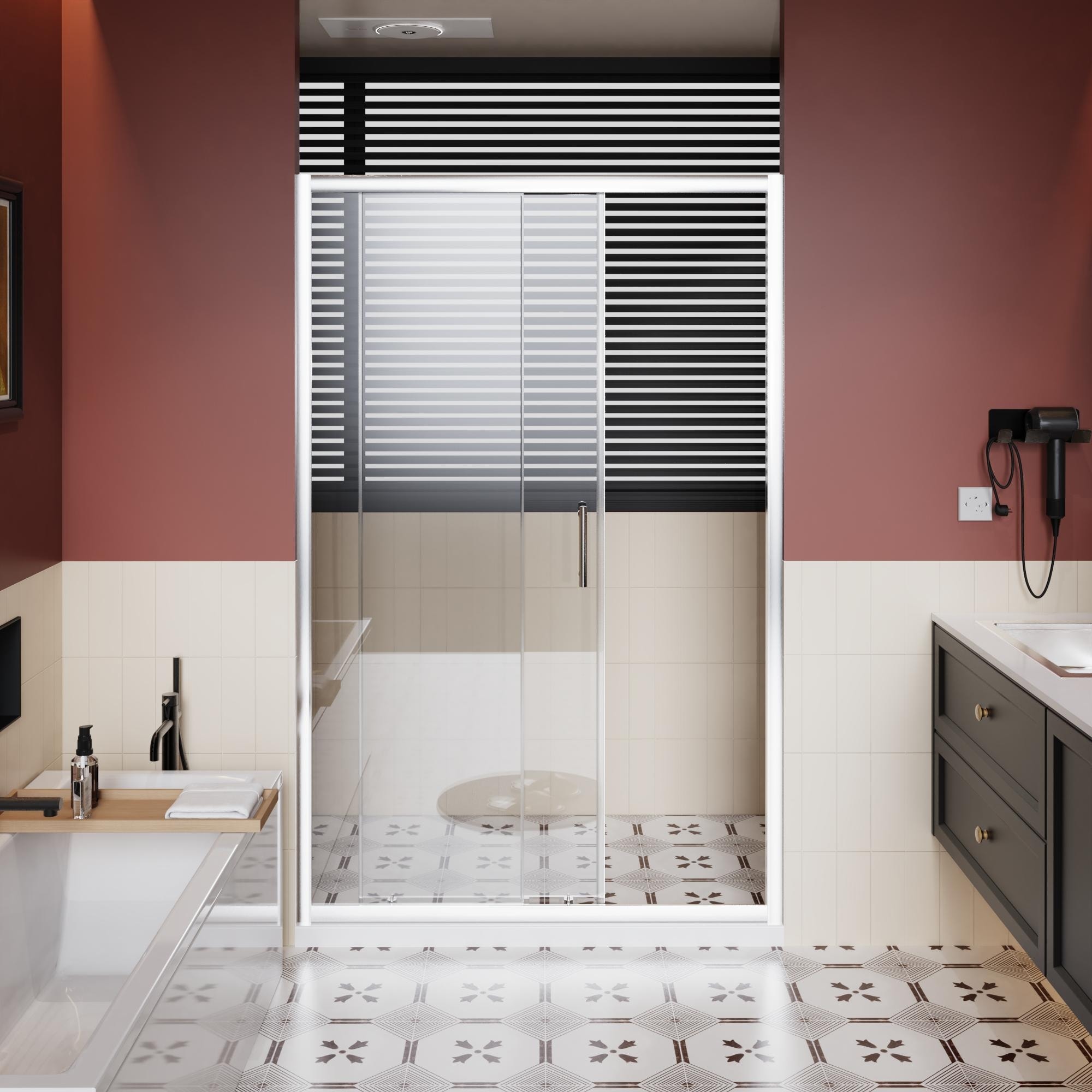GDFStudio - Nathan Sleek Frameless Sliding Shower Door with Durable Safety Glass and Smooth Glide System