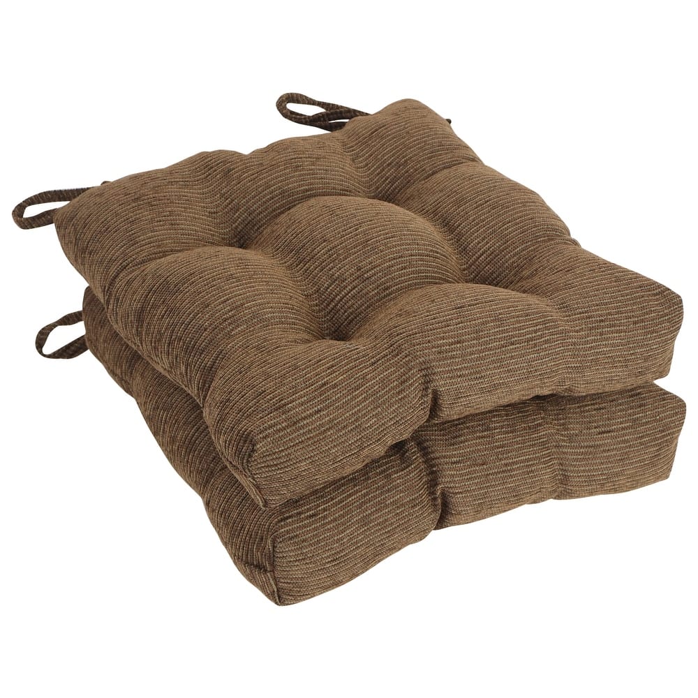 16-inch Square Jacquard Chenille Tufted Chair Cushions (Set of 2 or 4) - 16 x 16