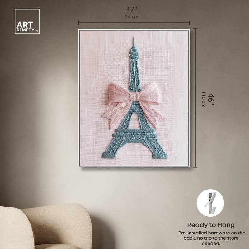 Stitched Eiffel Tower Bow Canvas by Art Remedy