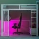 preview thumbnail 5 of 13, Full Size Metal Gaming Loft Bed with LED, Desk, Open Wardrobe and 3 Linen Storage Drawers