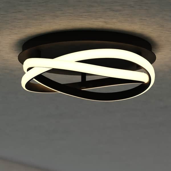 slide 2 of 11, North End 13-in W Integrated LED Black Indoor Outdoor Flush Mount Ceiling Light Fixture - 13-in W x 3.75-in H x 13-in D Matte Black - 13-in W x 3.75-in H x 13-in D