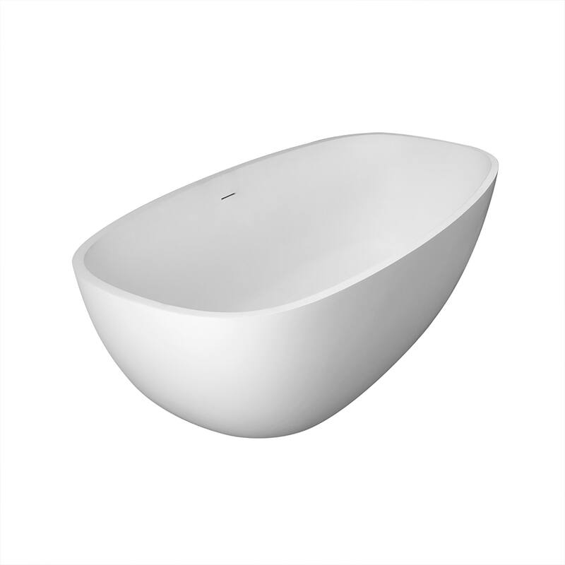 67 in. Solid Surface Freestanding Flatbottom Non-Whirlpool Bathtub in Matte White