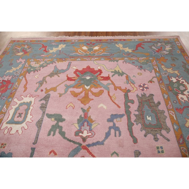 Pink Oushak Oriental Area Rug Handmade Wool Carpet - 8'5"x 10'2"