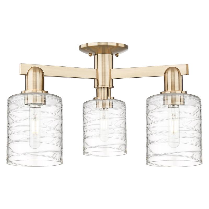 Innovations Lighting 716-3F-11-23 Cobbleskill Semi-Flush Cobbleskill 3 - Champagne Bronze / Deco Swirl