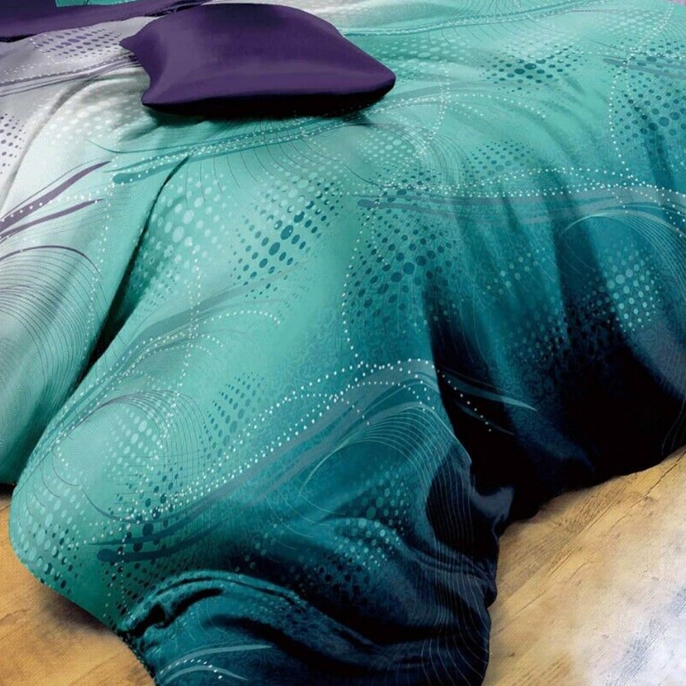 3pc King Full Size Twilight Design Bedding Set Green Purple, image size:1000x1000