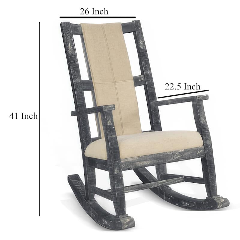 Rena Rocking Chair, Cushion Seat and Back, Black Mahogany Mindy Wood