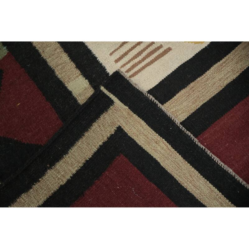 Hand Woven Oriental 100% Wool Carpet Southwestern Tribal Green Kilim Area Rug - 13' 4'' X 9' 7''