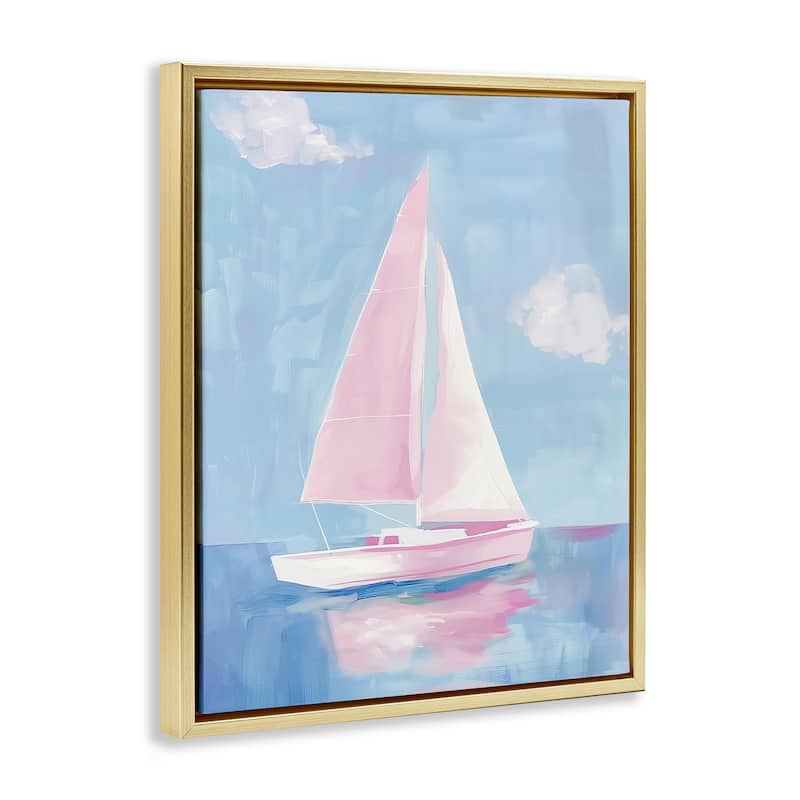 Stupell Muted Pink Sailboat Framed Floater Canvas Wall Art Design By Arlington Prints