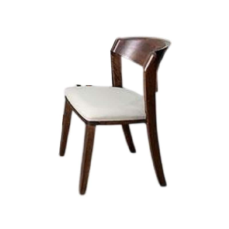 Ziva 7pc Dining Table Set, 6 Ivory Chairs, 3D Edge Brown Solid Wood