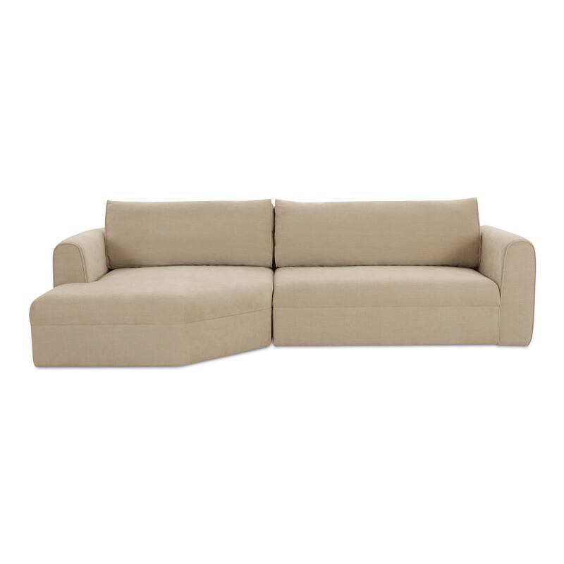 NADAAL STUDIOS Talorin Left-Facing Sectional Sofa, Wide Chaise Seating, Seats 4, Heritage Pink Chenille Fabric - Cool Beige - Left Facing
