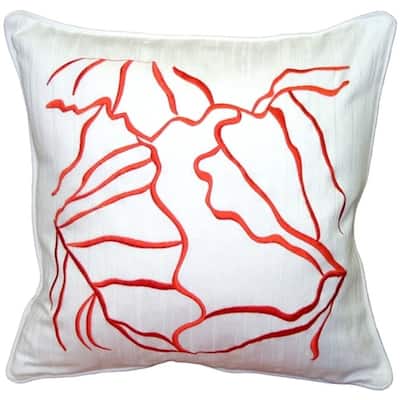 Summer Breeze Orange Cotton 20x20 Throw Pillow with Polyfill Insert