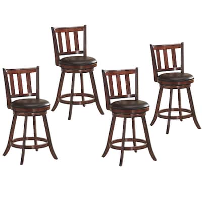 Costway Set of 4 25'' Swivel Bar stool Leather Padded Dining Kitchen