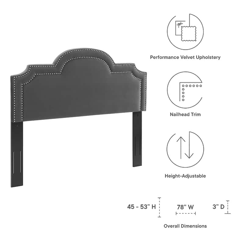 Belinda Performance Velvet King/California King Headboard - Charcoal