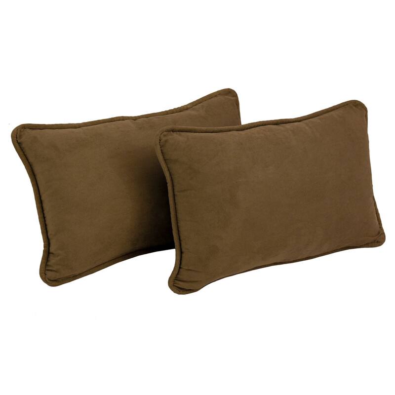 Porch & Den Blaze River Microsuede Lumbar Throw Pillows (Set of 2) - Chocolate