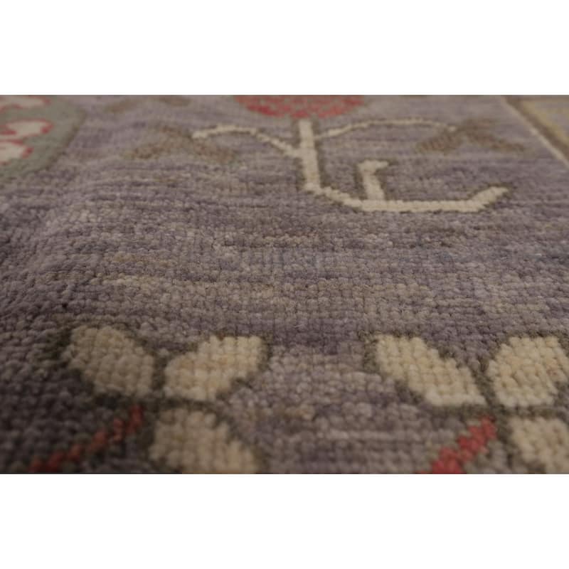 Vegetable Dye Gray Oushak Turkish Area Rug Handmade Floral Wool Carpet - 8'4"x 9'11"
