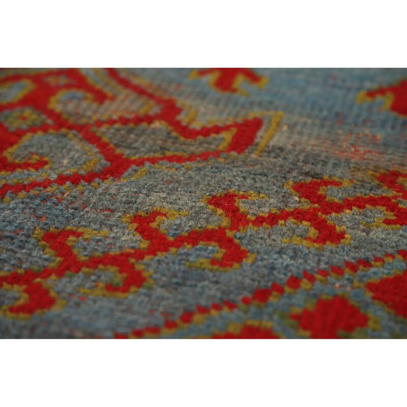 Vegetable Dye Oushak Turkish Antique Area Rug Handmade Wool Carpet - 7'3" x 9'9"