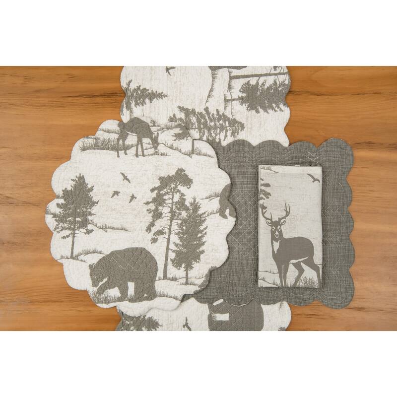 Henderson Hideaway Round Woven Reversible Rustic Winter Wilderness Placemat Set of 6 - Set of 6