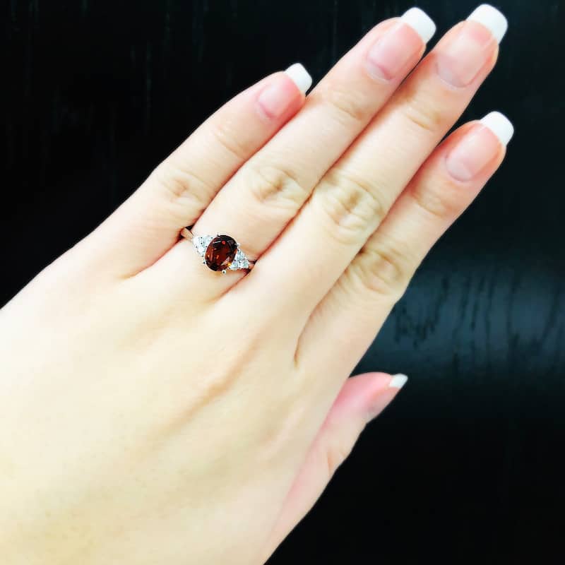 Auriya 1 1/10ct Oval Garnet and Diamond Engagement Ring 1/4ctw 14k Gold