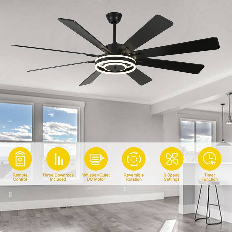 20"/24"/72" Oaks Aura Cotti Low Profile Dimmable Smart Ceiling Fan with Lights 6-Speed Flush Mount Modern Remote