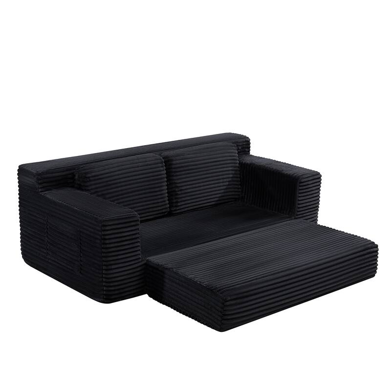 Corduroy Cloud Double Sofa, 2-in-1 Convertible Sofa Bed, Comfortable Boneless Double Sofa, Suitable for Living Room